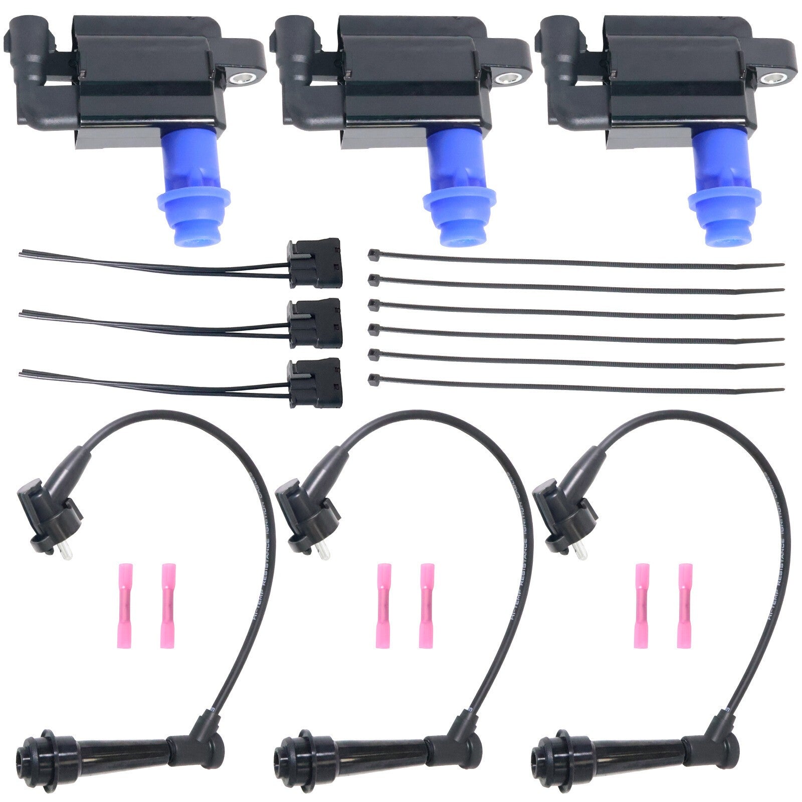 3Pcs Ignition Coil & Connector & Wireset 90919-02216 for LEXUS TOYOTA SUPRA