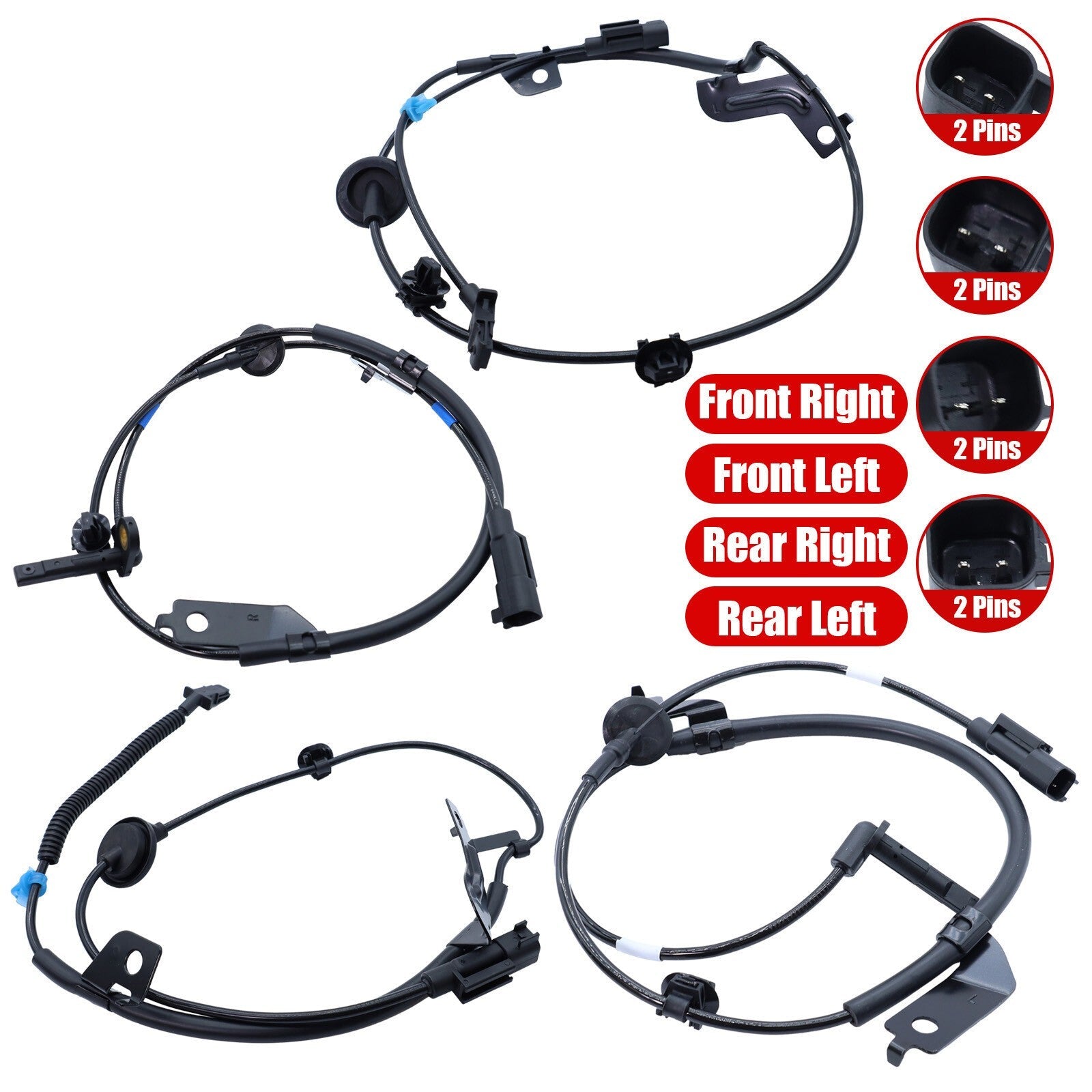 Set of 4 For Lancer Outlander Abs Wheel Speed Sensor Front Rear Left & Right
