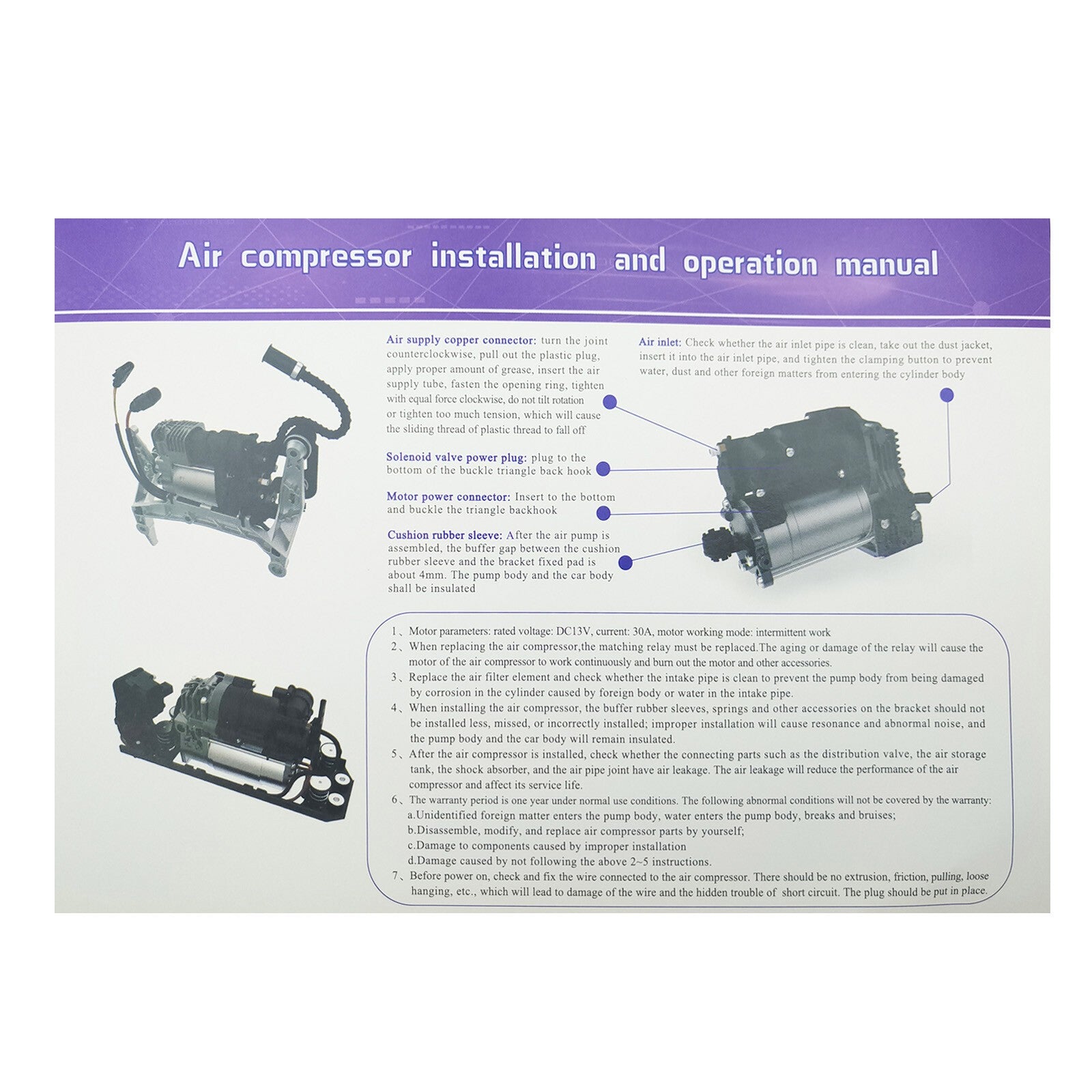 Air Suspension Compressor Pump + Relay For 98-10 Mercedes C219 E320 2203200104