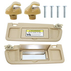 Beige Sun Visor W/Hook Clips Pair For 2006-2011 Honda Civic Left & Right