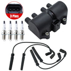 Ignition Coil + 4 Spark Plug + 4 Wires For Chevy Aveo Pontiac Wave Suzuki UF503