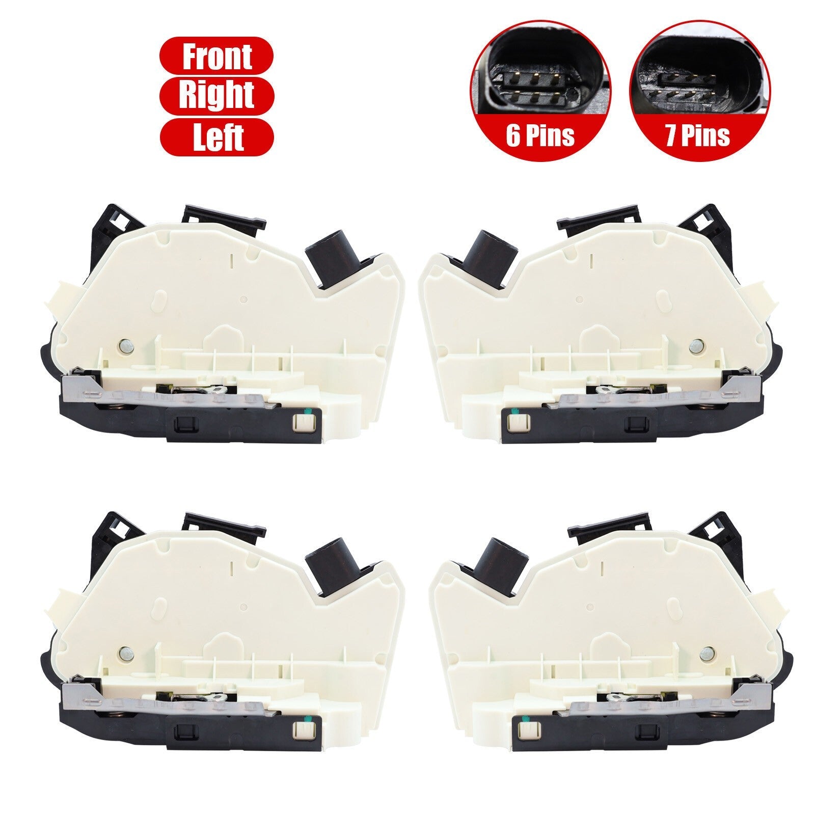 4Pcs Door Lock Actuator 7+6 Pins Front & Rear For Audi A1 Seat Ibiza Volkswagen