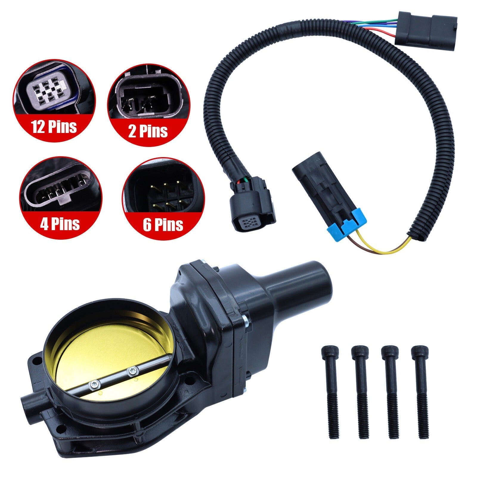92mm Black Drive By Wire Throttle Body W/Harness For LS6 LS3 LS7 L99 12605109