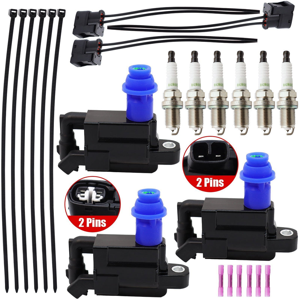 6XSpark Plug & 3XIgnition Coil & Connector Set For Lexus IS300 GS300 3.0L UF228