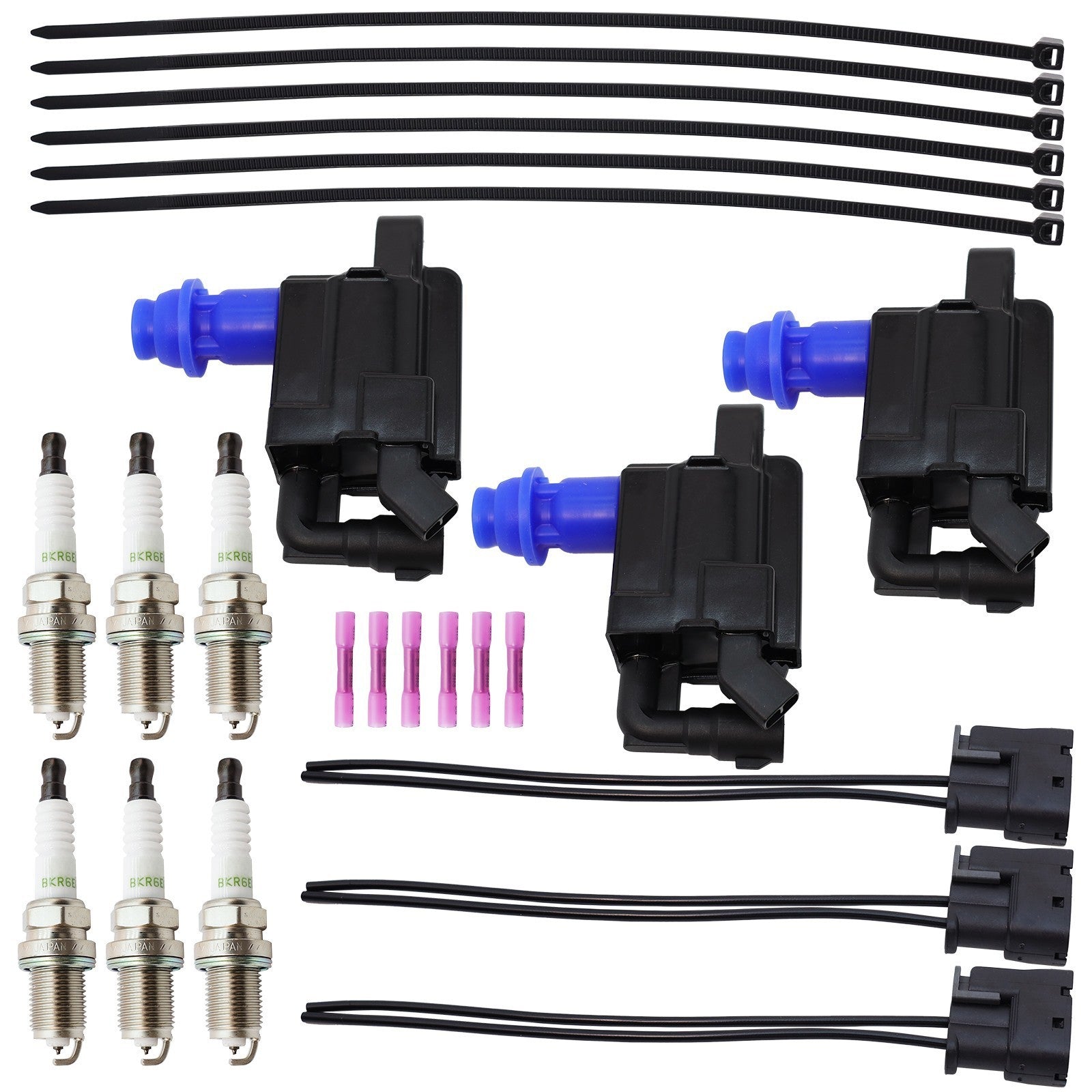 6XSpark Plug & 3XIgnition Coil & Connector Set For Lexus IS300 GS300 3.0L UF228