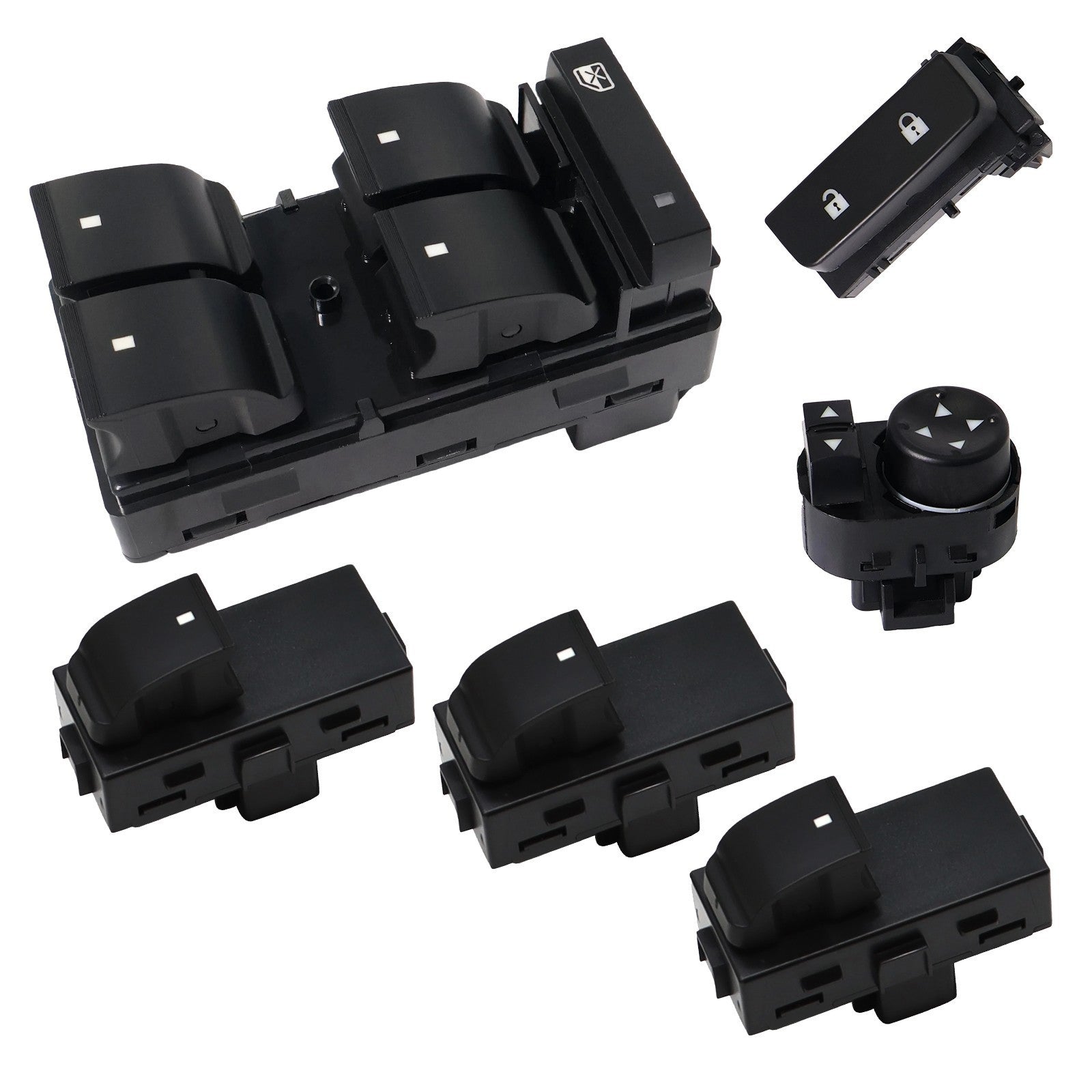 6x For 07-17 Chevry GMC 1500 Window Control Switch Front Rear Door Lock Mirror
