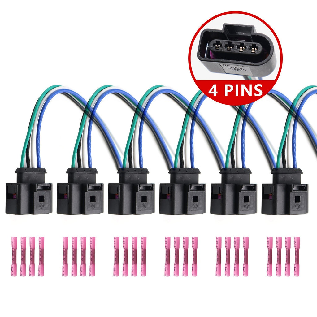For VW Audi 1J0973724 6x Ignition Coil Connector Harness Plug Wiring W/Terminals