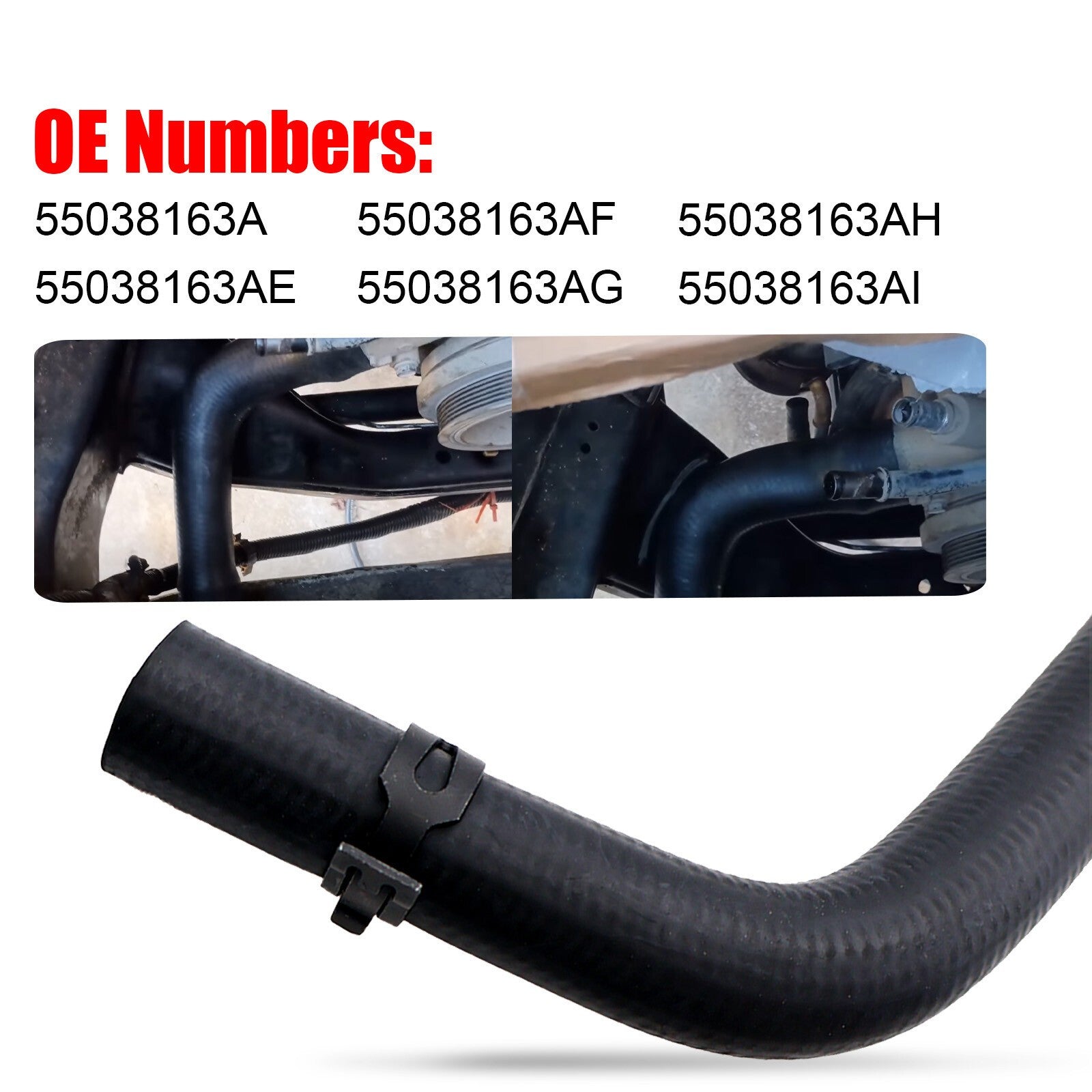 HVAC Heater Hose Assembly 626329 With 2 Clamps 55038163A 55038163AE