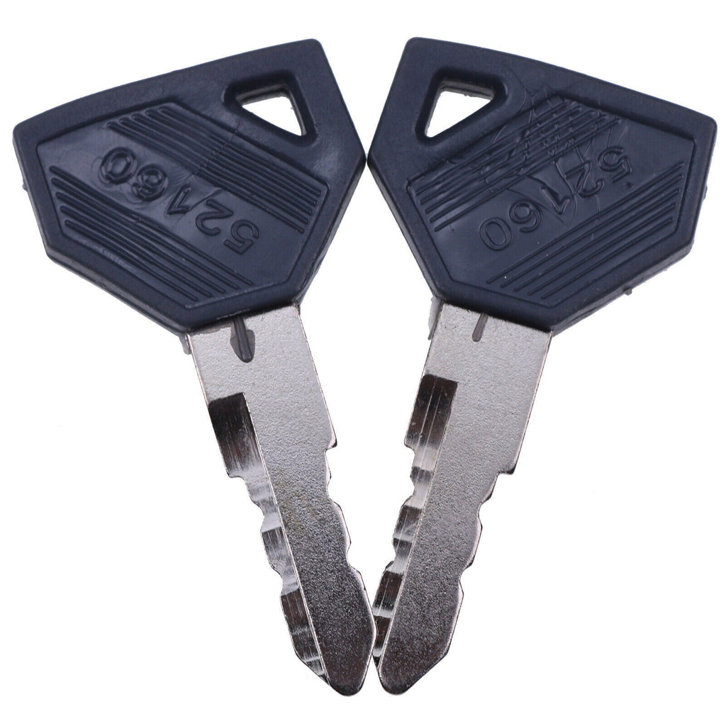 2 Pcs Ignition Keys 198360-52160 for Yanmar Excavator Grader Dozer John Deere