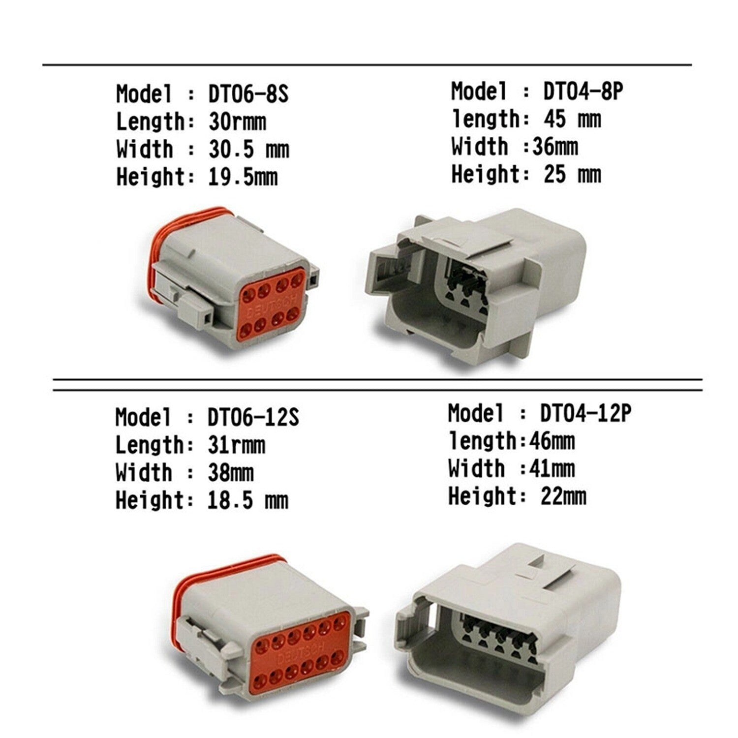 750 Pcs Deutsch DT Connector Plug Kit for 14 16 18 20 AWG Stamped Contact Kit