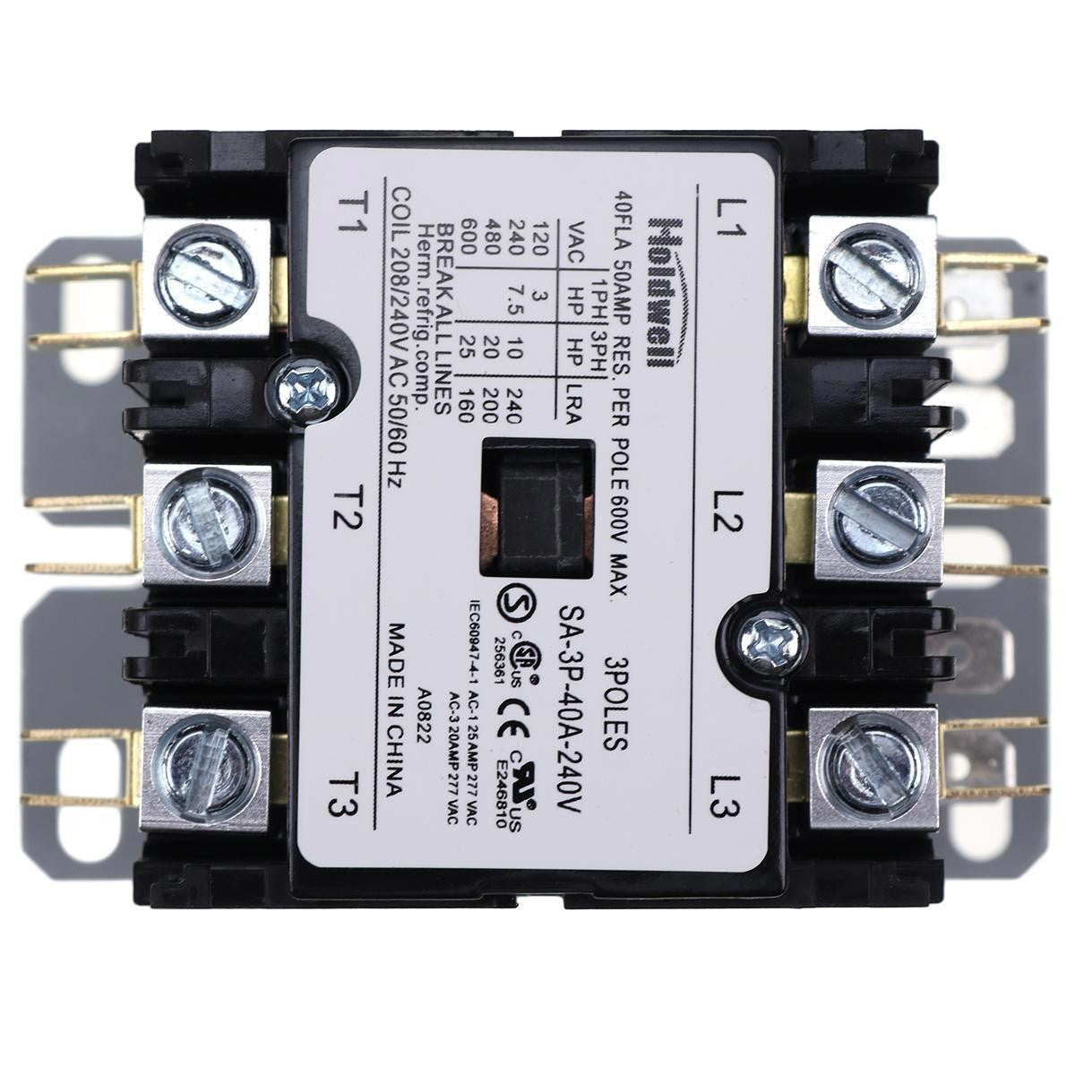 SA-3P-40A-240V Coil Definite Purpose Contactor 3 Poles 40 Amp 240V AC