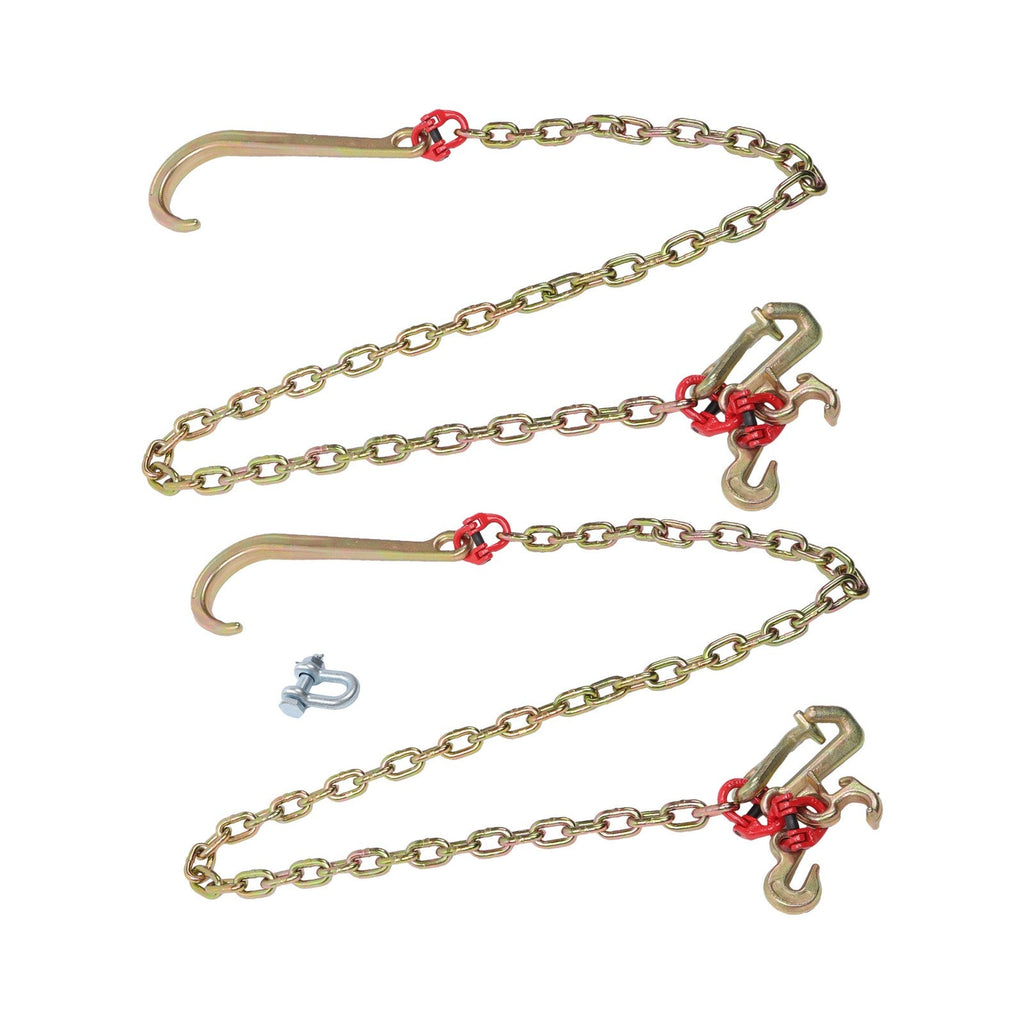 2PC 5400Lb G80 J Hook Chains 5/16In×6FT Tow Chain W/ 5/16' RTJ Hook Grapple Hook