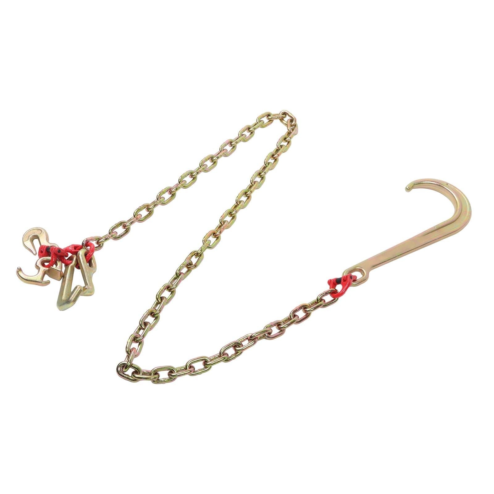 2PC 5400Lb G80 J Hook Chains 5/16In×6FT Tow Chain W/ 5/16' RTJ Hook Grapple Hook