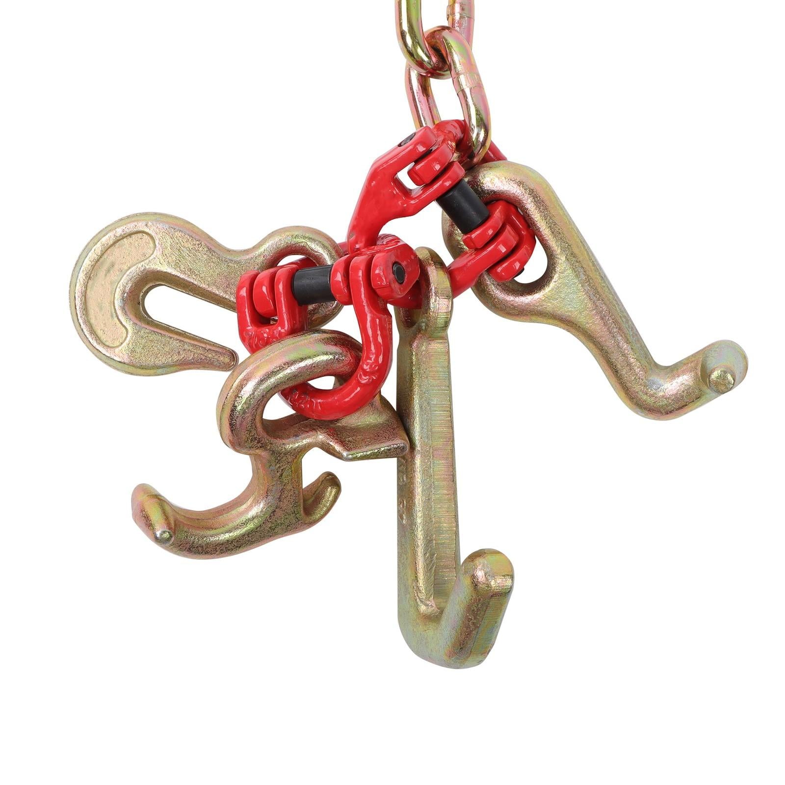 2PC 5400Lb G80 J Hook Chains 5/16In×6FT Tow Chain W/ 5/16' RTJ Hook Grapple Hook