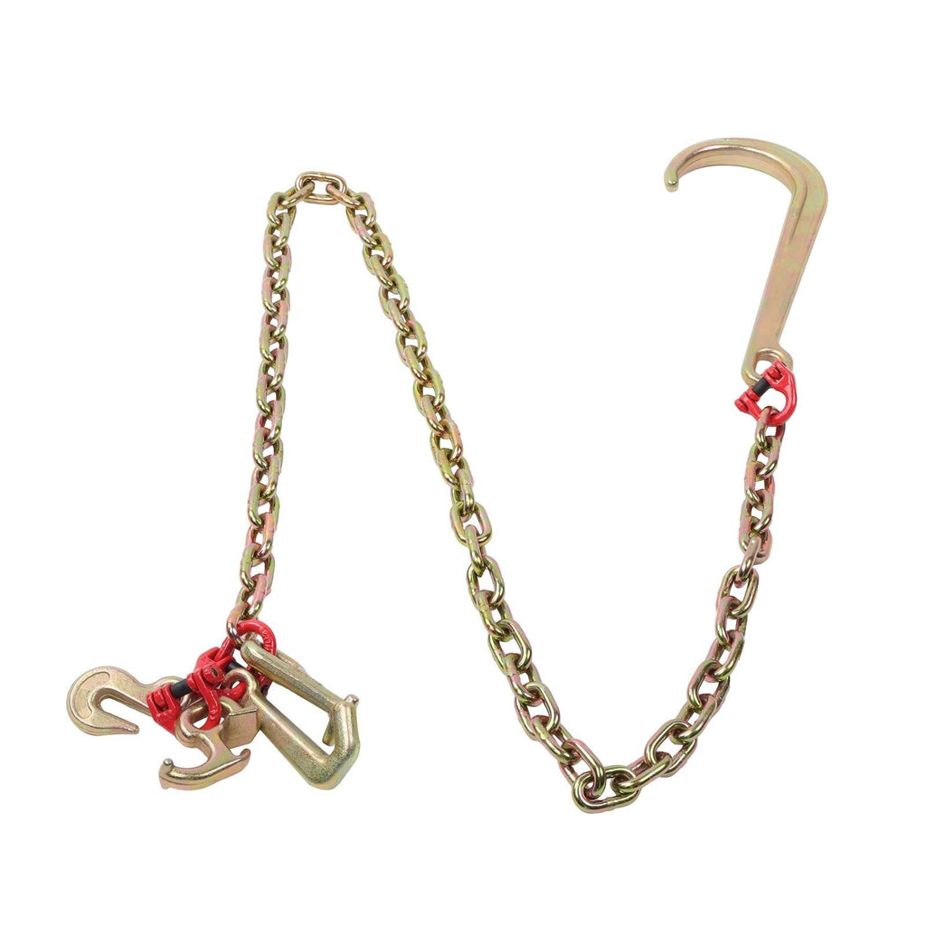 2PC 5400Lb G80 J Hook Chains 5/16In×6FT Tow Chain W/ 5/16' RTJ Hook Grapple Hook