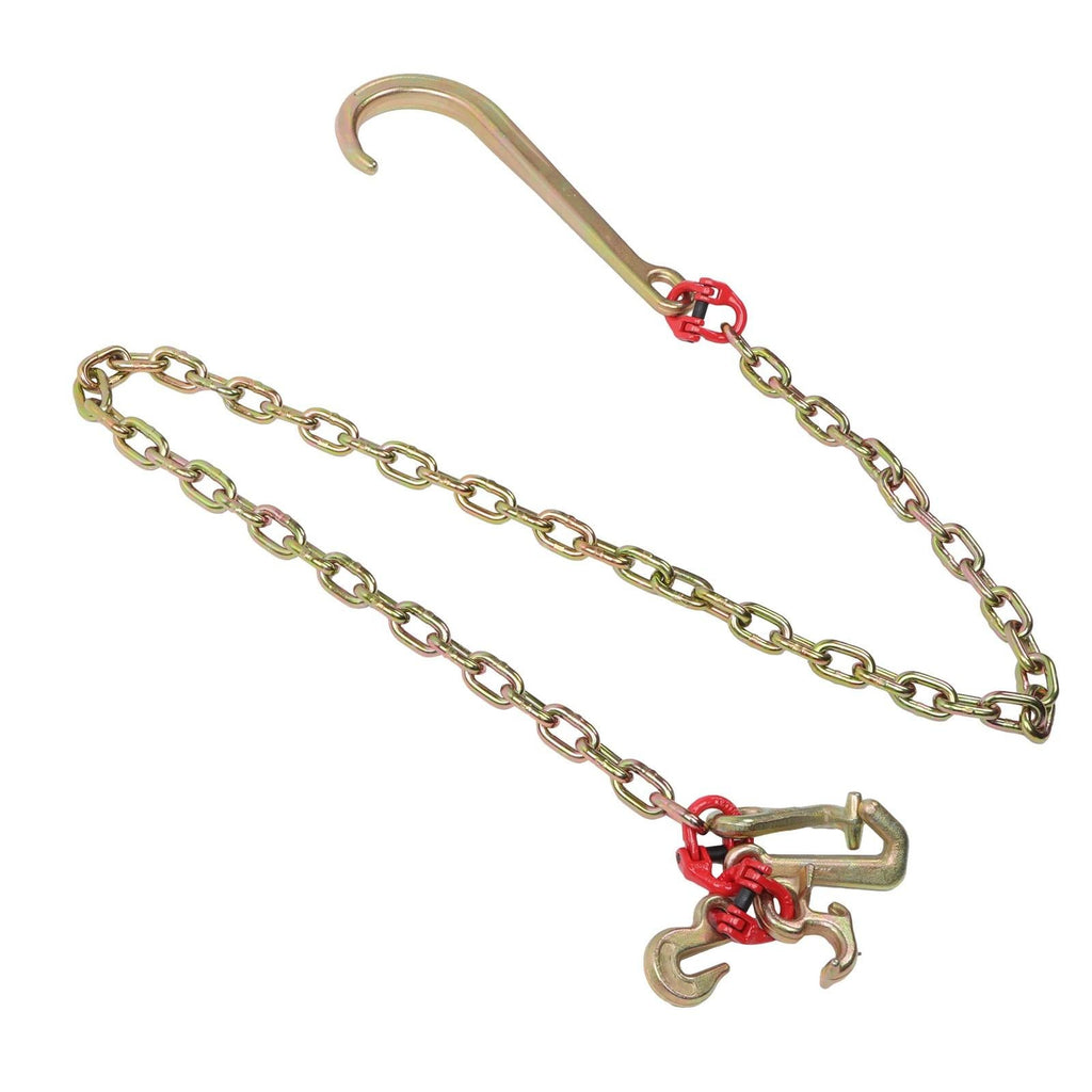 2PC 5400Lb G80 J Hook Chains 5/16In×6FT Tow Chain W/ 5/16' RTJ Hook Grapple Hook