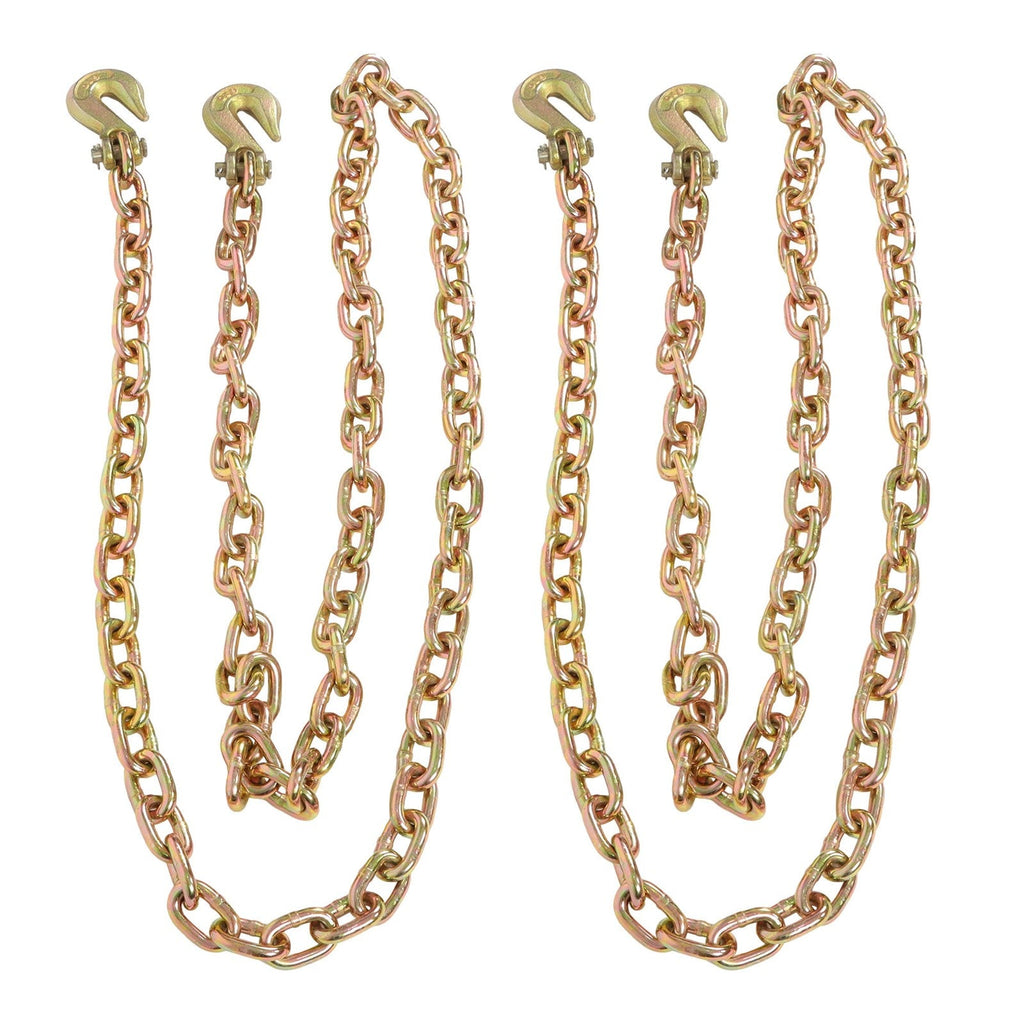 2 Pack 3/8In×10FT Binder Transport Chain Grab Hooks Tow Chain G70 Steel 7100Lbs