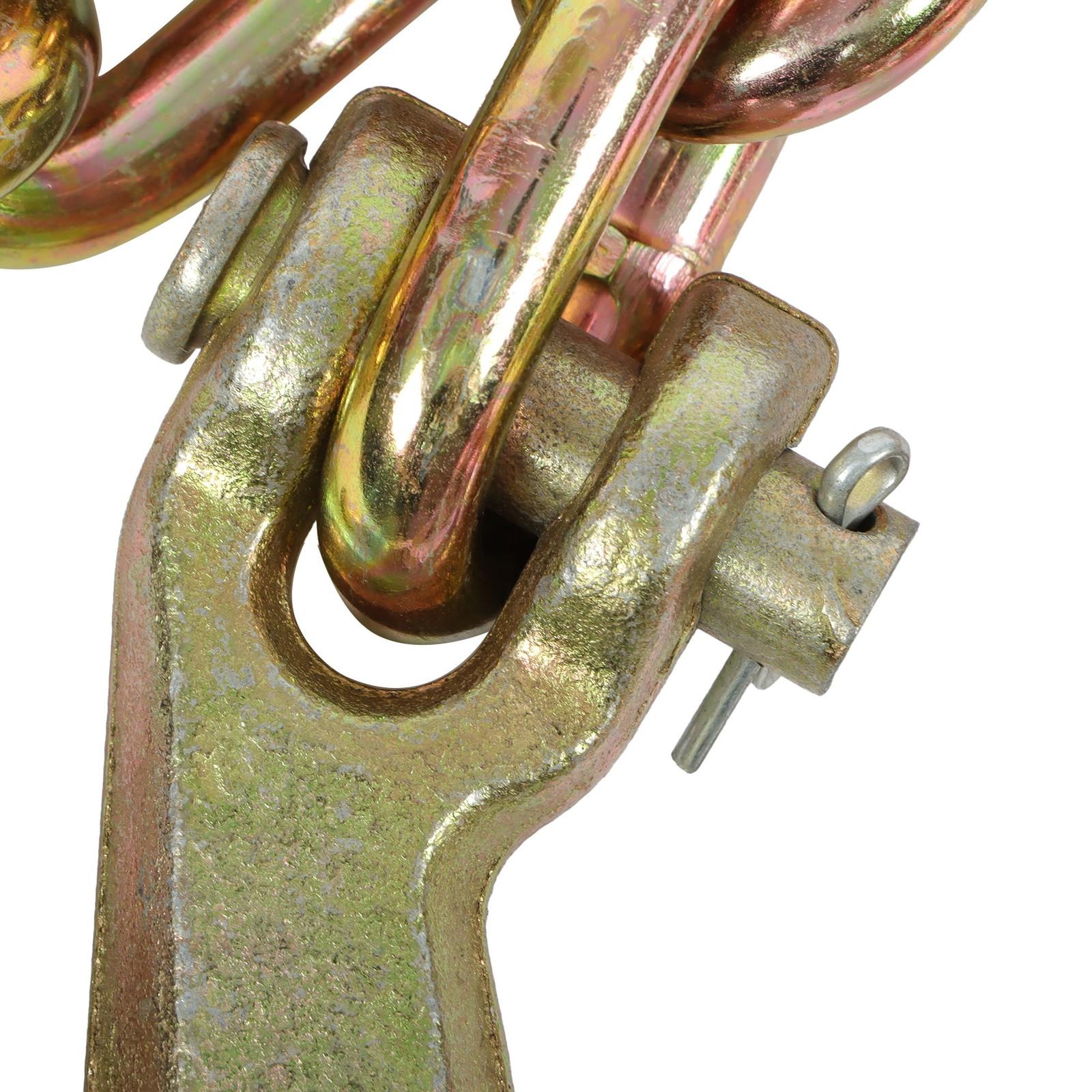 2 Pack 3/8In×10FT Binder Transport Chain Grab Hooks Tow Chain G70 Steel 7100Lbs
