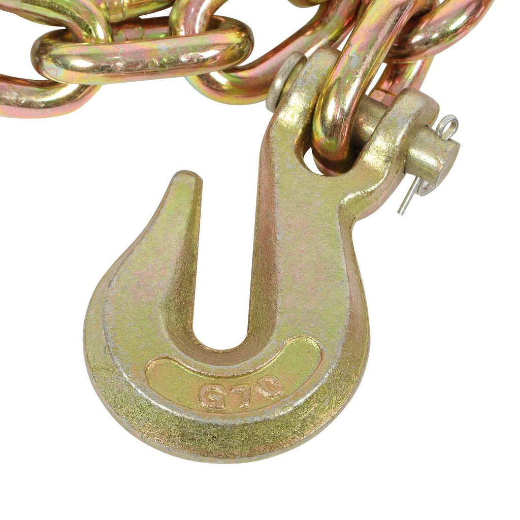 2 Pack 3/8In×10FT Binder Transport Chain Grab Hooks Tow Chain G70 Steel 7100Lbs