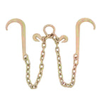 3/8In × 2FT 7100Lbs V-Bridle Tow Chain G80 With 15In J-Hooks 3/8In Grapple Hooks
