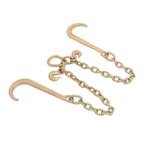 3/8In × 2FT 7100Lbs V-Bridle Tow Chain G80 With 15In J-Hooks 3/8In Grapple Hooks