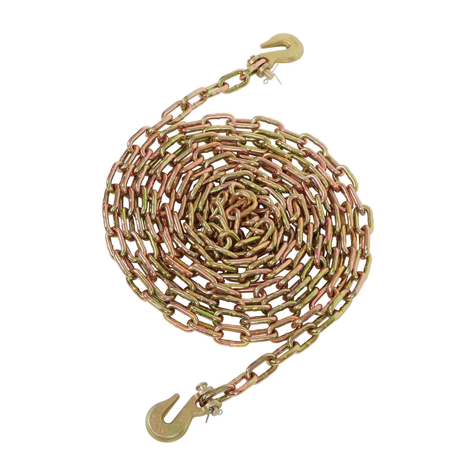 1/4In×20FT Transport Binder Chain 3150Lbs With Grab Hooks Tow Chain G70 Steel