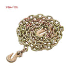 4900Lbs G80 Steel Transport Binder Chain 5/16In × 12FT With Clevis Grab Hooks