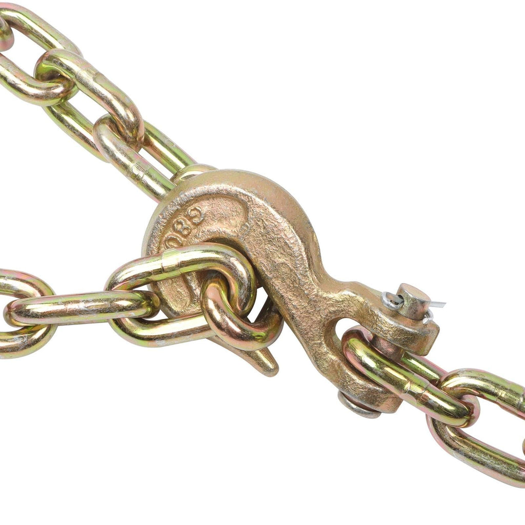 4900Lbs G80 Steel Transport Binder Chain 5/16In × 12FT With Clevis Grab Hooks