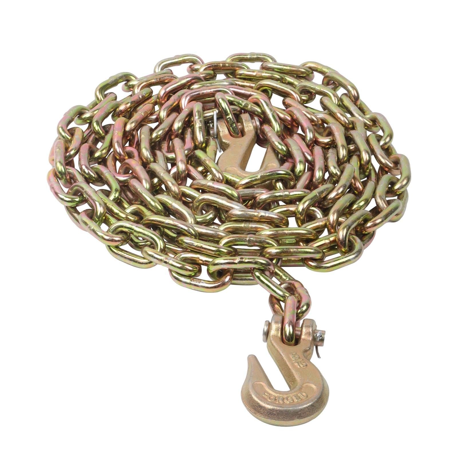4900Lbs G80 Steel Transport Binder Chain 5/16In × 12FT With Clevis Grab Hooks