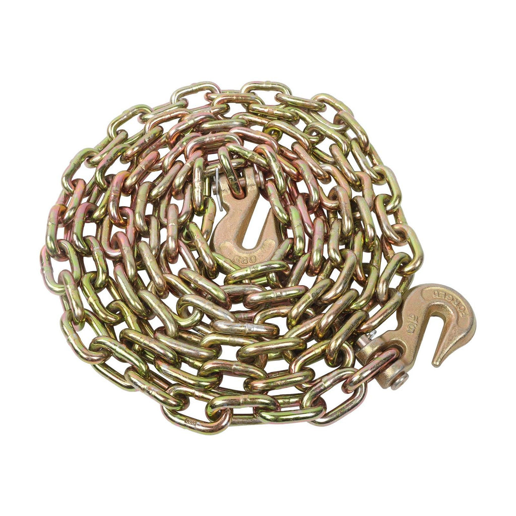 4900Lbs G80 Steel Transport Binder Chain 5/16In × 12FT With Clevis Grab Hooks