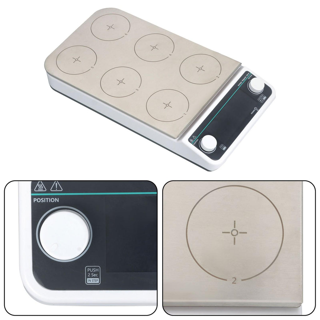 50 to 1200RPM 6 Position Magnetic Stirrer Multi-Position Magnetic Mixer Stirrer