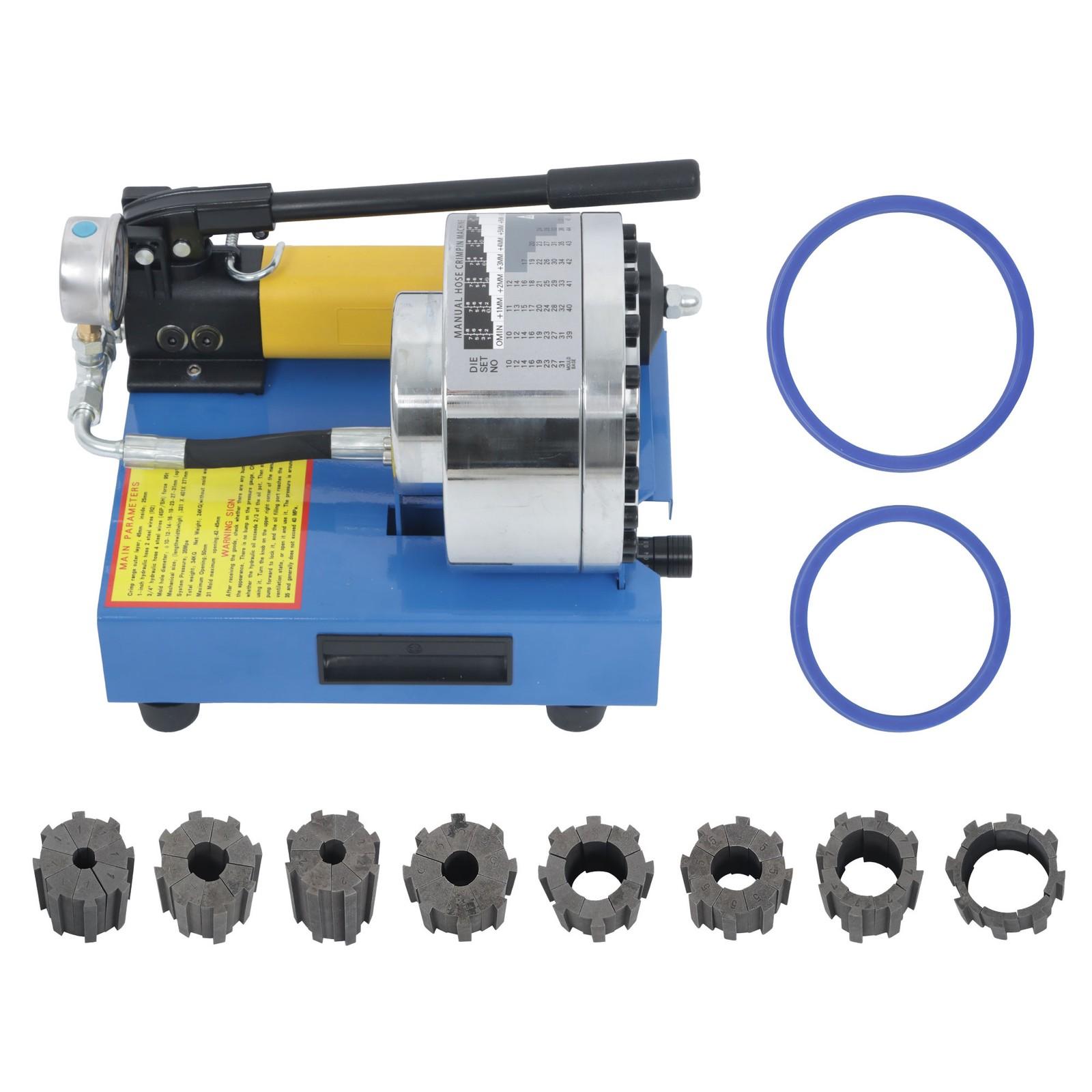 Portable Hydraulic Hose Pipe Crimping Machine High Pressure Crimper W/ 8 Dies