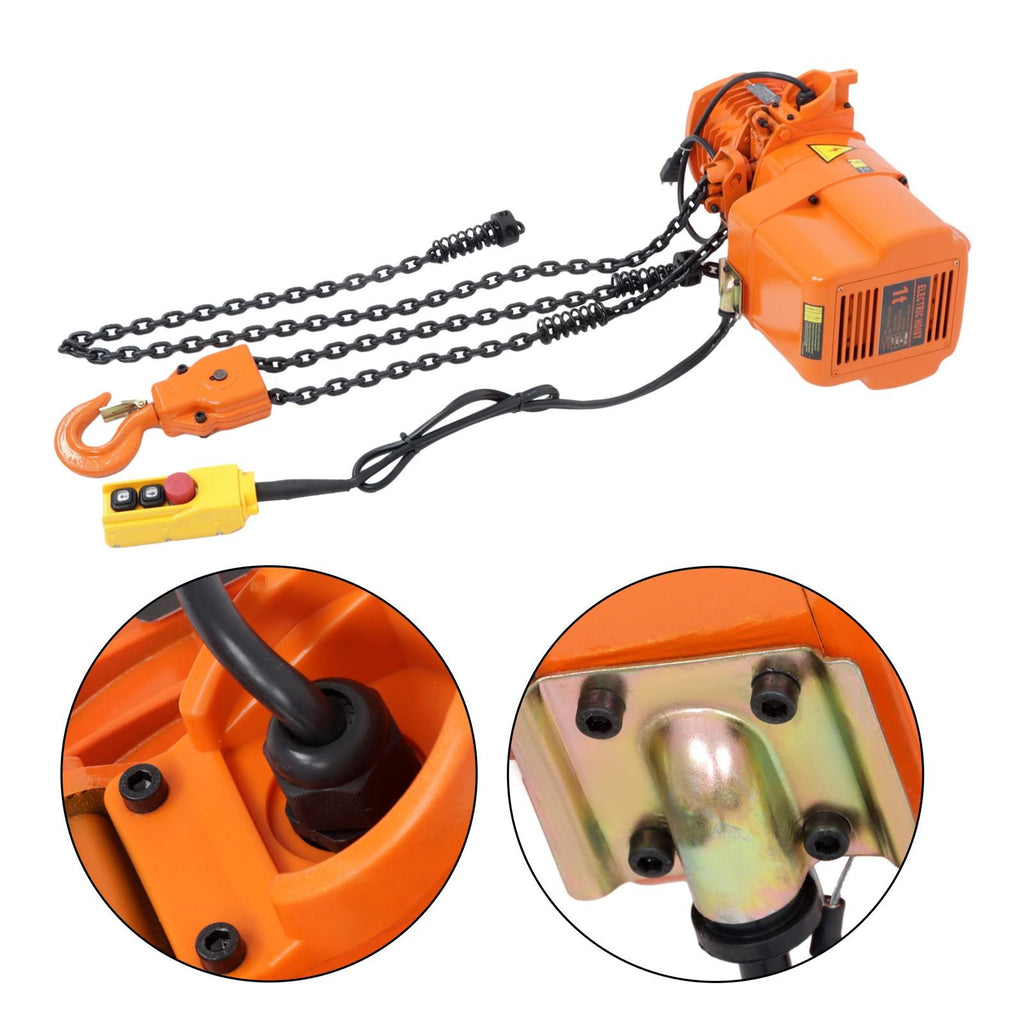 750W G80 Chain 1T/2200lbs 1.5m/5ft Wired Remote Control Electric Chain Hoist