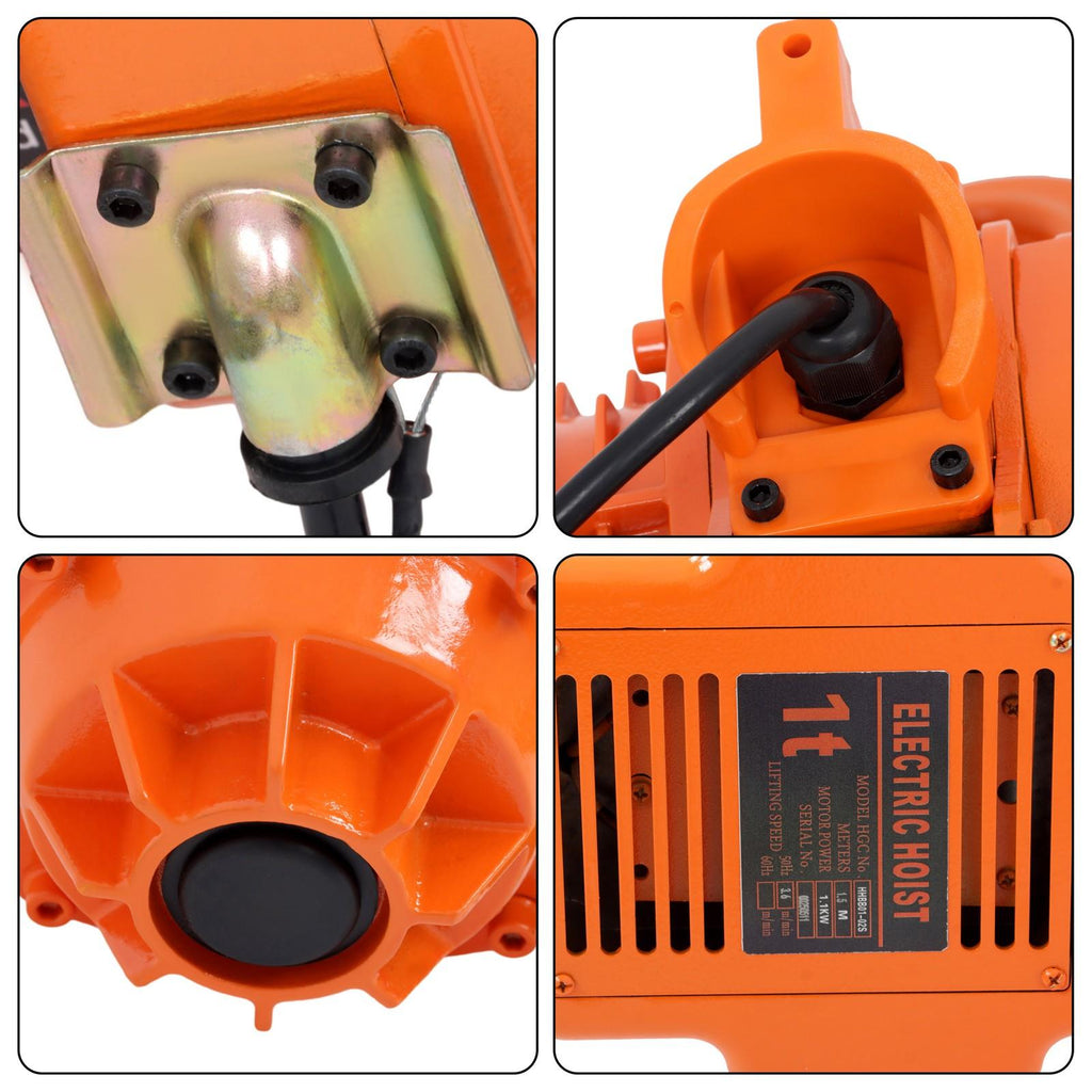 750W G80 Chain 1T/2200lbs 1.5m/5ft Wired Remote Control Electric Chain Hoist