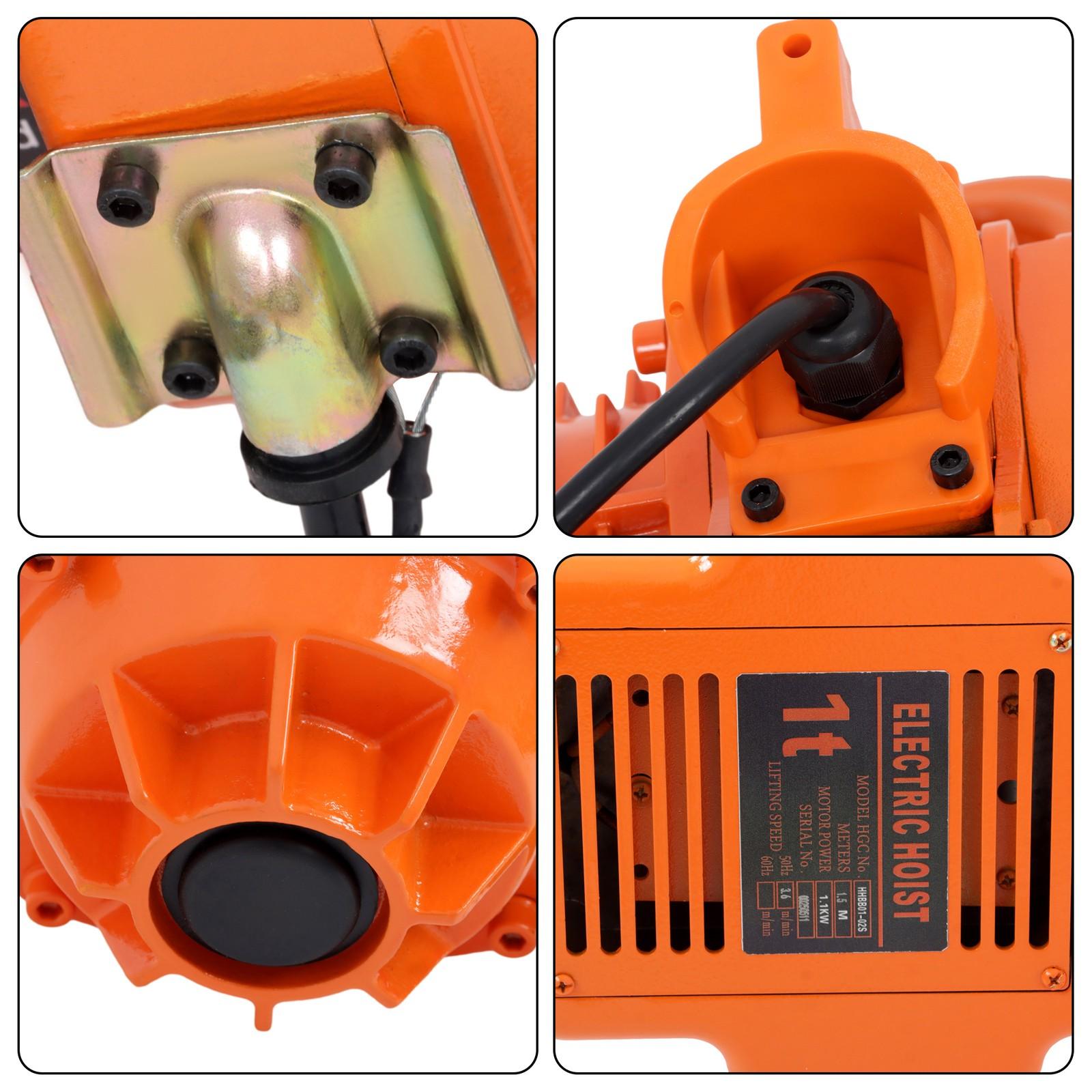 750W G80 Chain 1T/2200lbs 1.5m/5ft Wired Remote Control Electric Chain Hoist