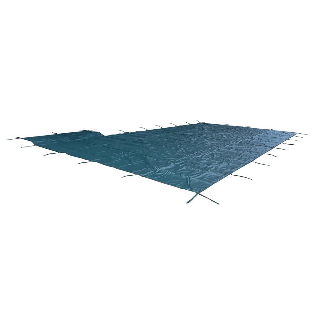 Rectangle Swimming Pool Safety Cover W/ Right Flush & Anchors For 18x36FT Green