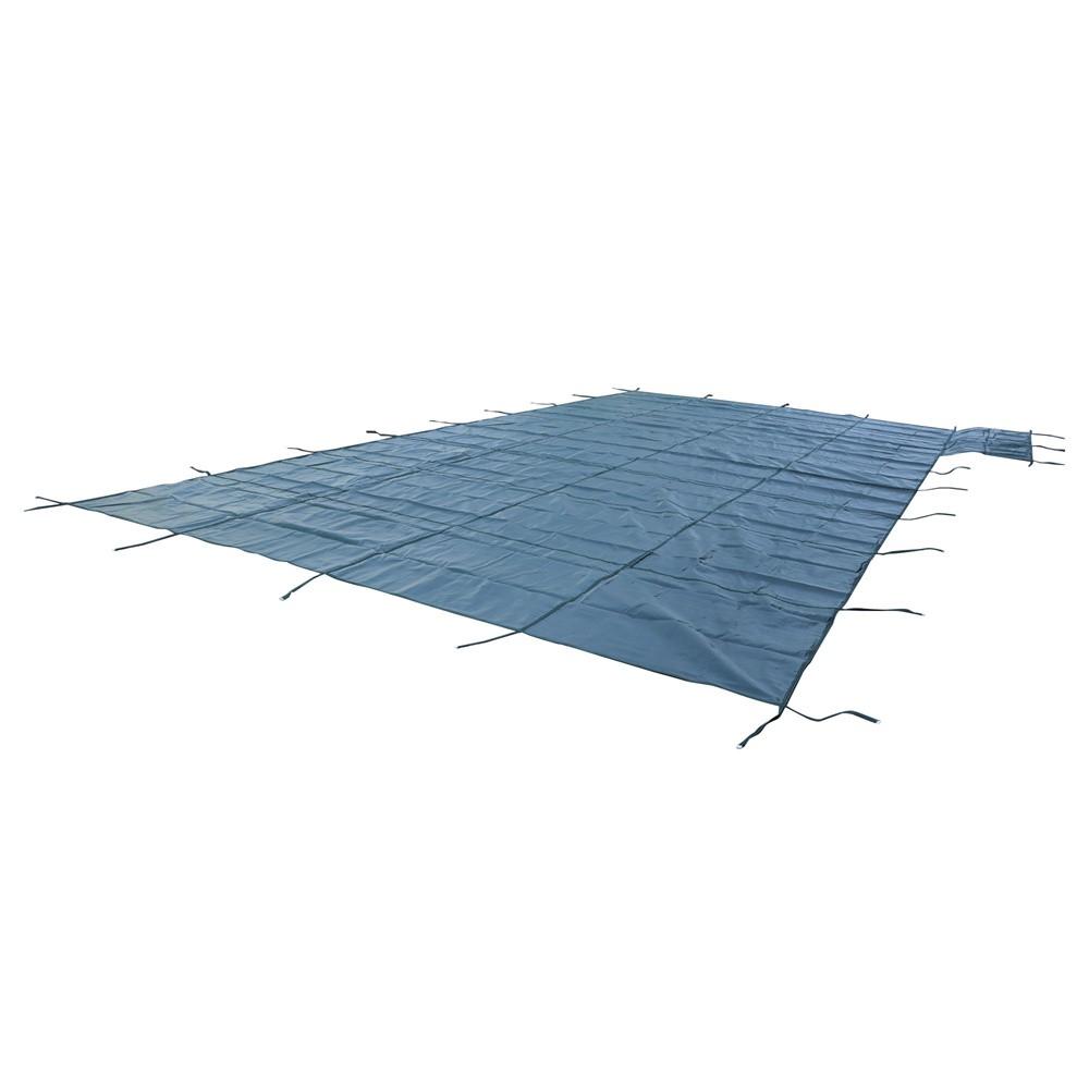Rectangle Swimming Pool Safety Cover W/ Right Flush & Anchors For 18x36FT Green