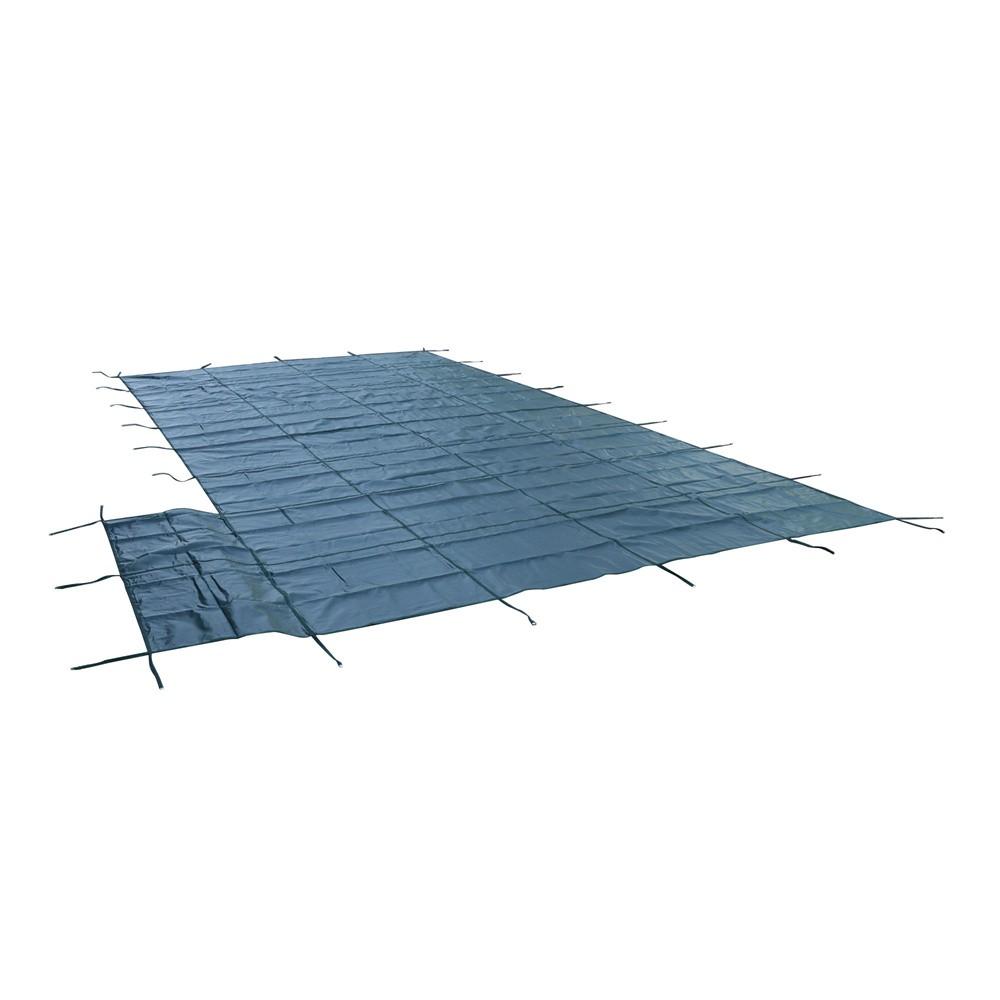 Rectangle Swimming Pool Safety Cover W/ Right Flush & Anchors For 18x36FT Green