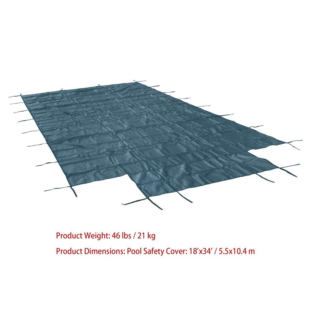 Green Mesh Pool Safety Cover For 16x32 ft Rectangle with 4x8ft Center End Step