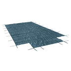 Green Mesh Pool Safety Cover For 16x32 ft Rectangle with 4x8ft Center End Step