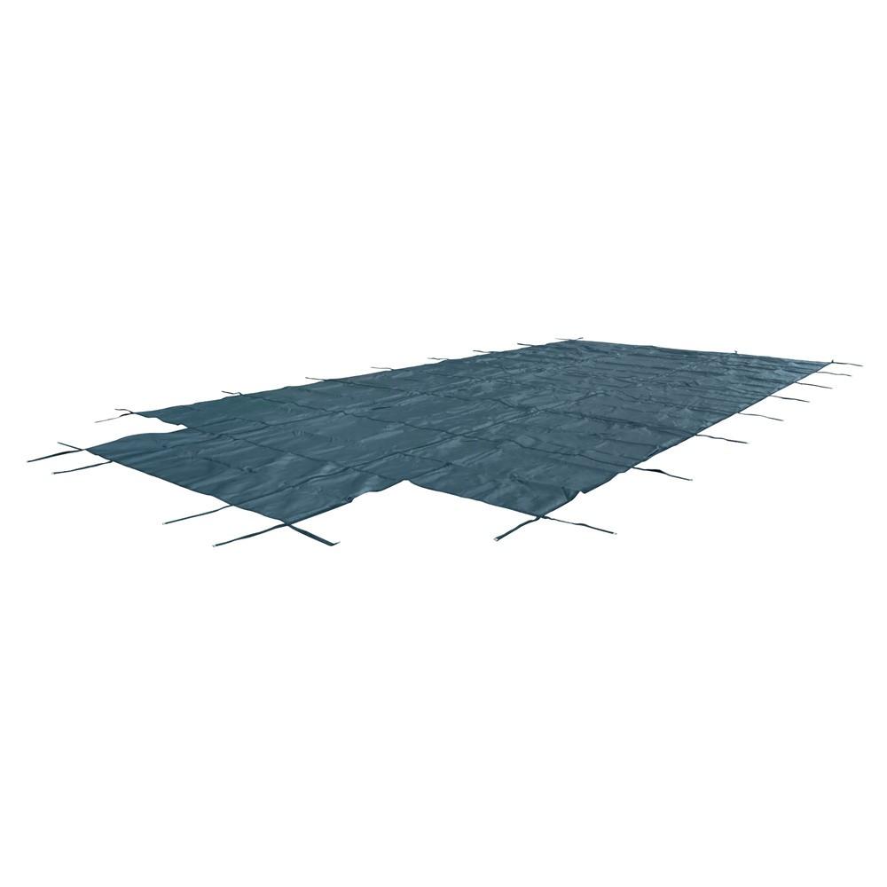 Green Mesh Pool Safety Cover For 16x32 ft Rectangle with 4x8ft Center End Step