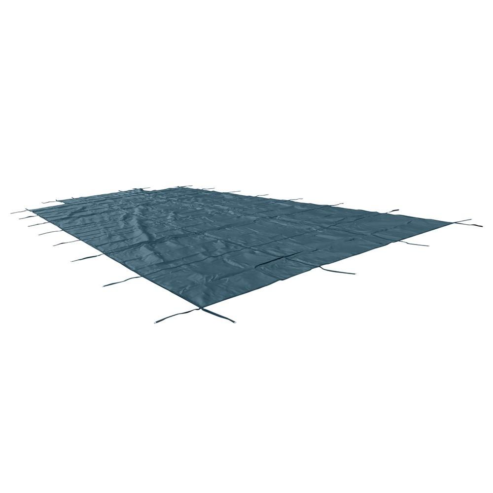 Green Mesh Pool Safety Cover For 16x32 ft Rectangle with 4x8ft Center End Step