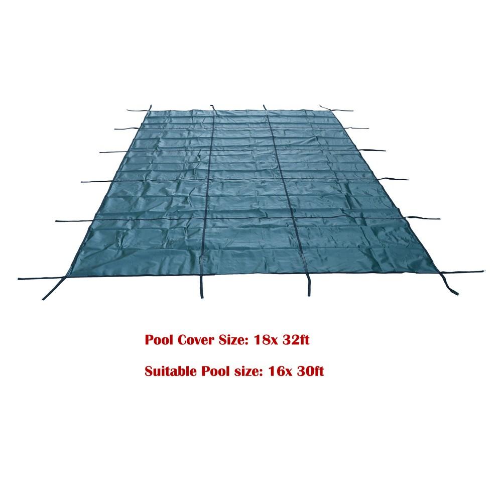 Inground Pool Safety Cover For 16' × 30' Rectangle Safety Pool Covers Green Mesh