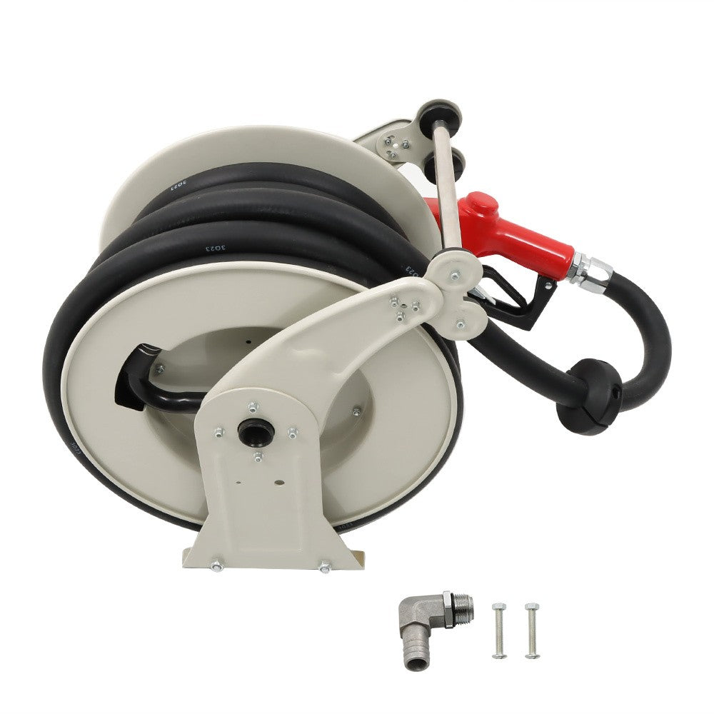 300PSI 1" × 50FT Diesel Hose Reel Fuel Hose Reel with Fueling Nozzle Retractable