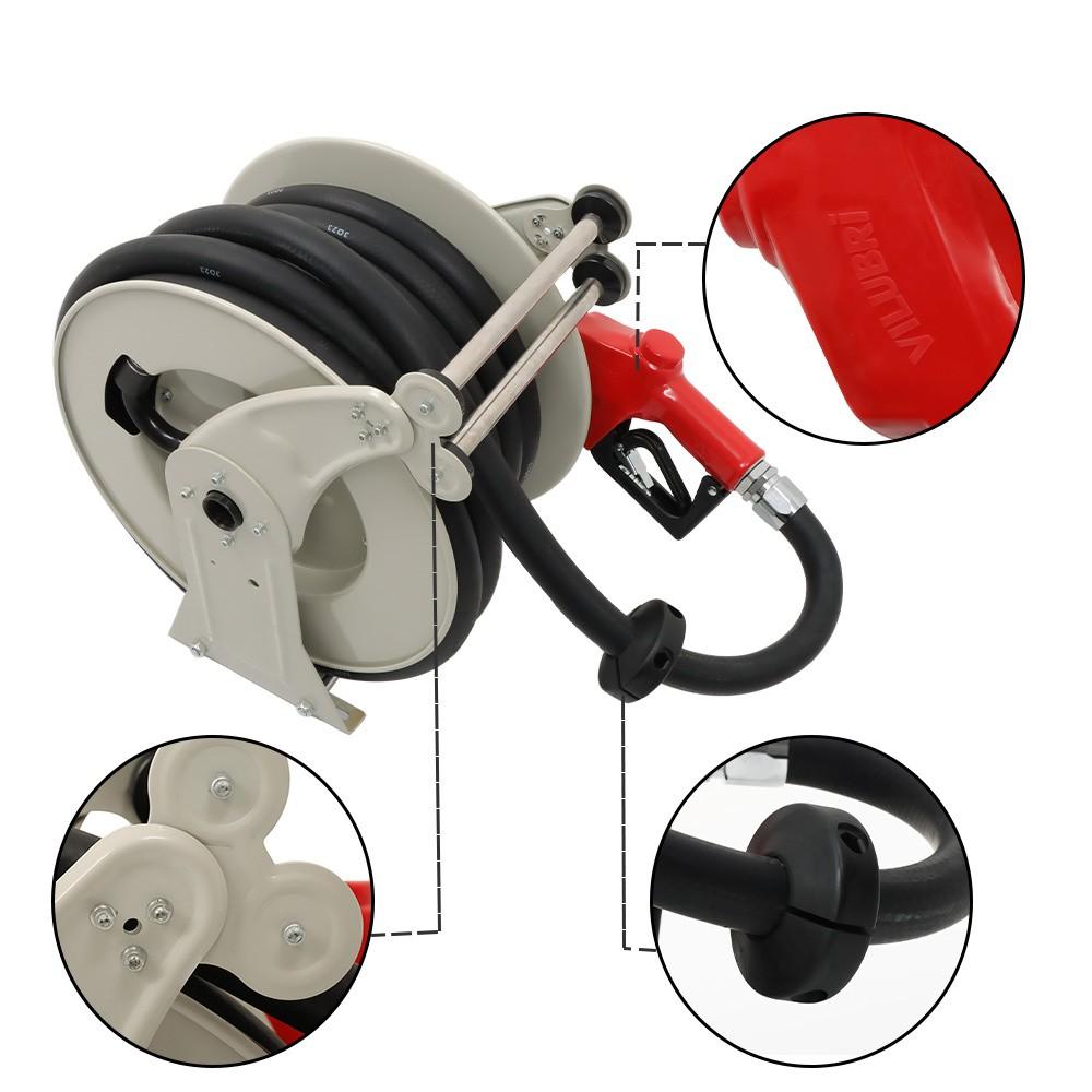 300PSI 1" × 50FT Diesel Hose Reel Fuel Hose Reel with Fueling Nozzle Retractable