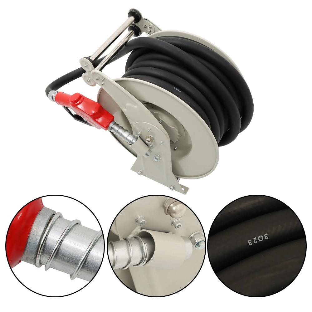 300PSI 1" × 50FT Diesel Hose Reel Fuel Hose Reel with Fueling Nozzle Retractable