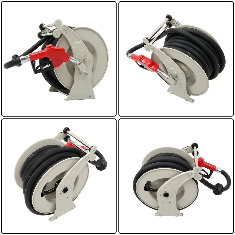 300PSI 1" × 50FT Diesel Hose Reel Fuel Hose Reel with Fueling Nozzle Retractable