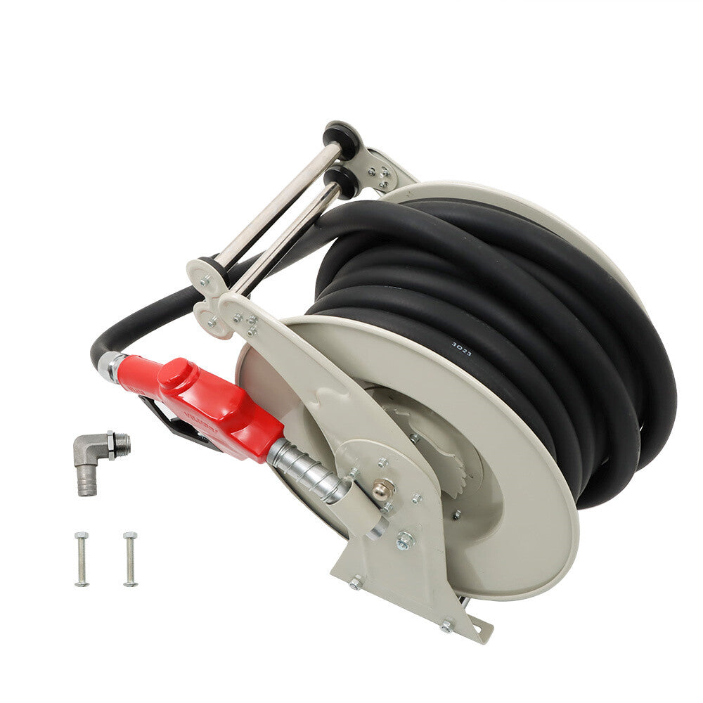 1" × 50FT Diesel Hose Reel Fuel Hose Reel with Fueling Nozzle Retractable Hose