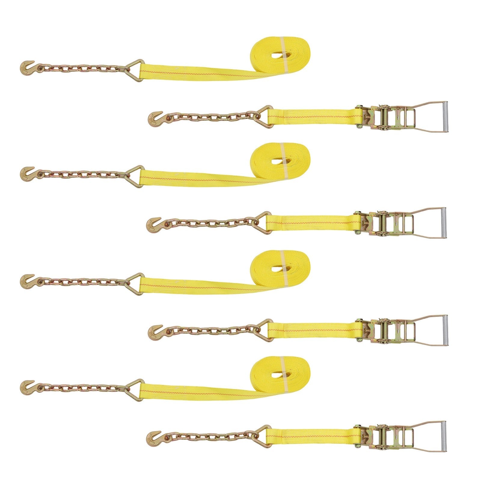 4-Pack 2 Inch x 30 Ft Chain Ratchet Straps 10000lbs with Chains & Grab Hooks