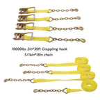 4-Pack 2 Inch x 30 Ft Chain Ratchet Straps 10000lbs with Chains & Grab Hooks